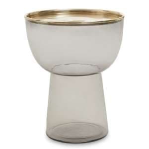 Martina Round Glass Side Table In Grey Smoked And Gold - UK