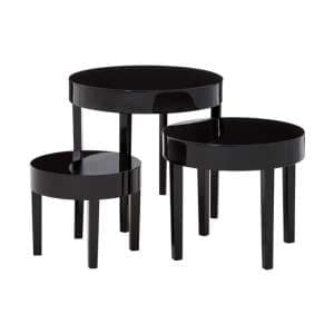 Martos High Gloss Nest of 3 Tables In Black