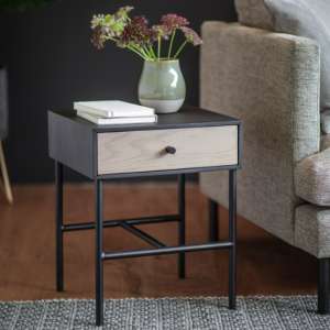 Marvale Wooden Bedside Cabinet With 1 Drawer In Black Natural - UK