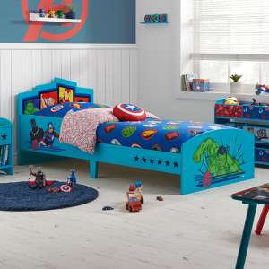 Marvel Avengers Wooden Childrens Single Bed In Blue