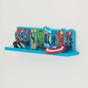 Marvel Avengers Wooden Childrens Wall Shelf In Blue