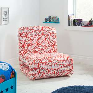 Marvel Fold Out Childrens Fabric Bed Chair In Red