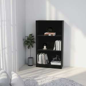 Masato 3-Tier Wooden Bookshelf In Black