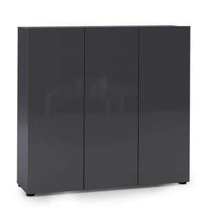 Maestro High Gloss Shoe Cabinet 3 Doors 10 Shelves In Anthracite - UK