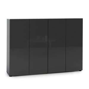 Maestro High Gloss Shoe Cabinet 4 Doors 10 Shelves In Anthracite - UK
