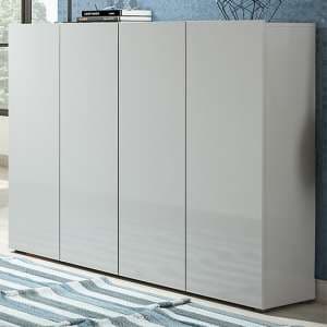 Maestro High Gloss Shoe Cabinet 4 Doors 10 Shelves In Grey - UK