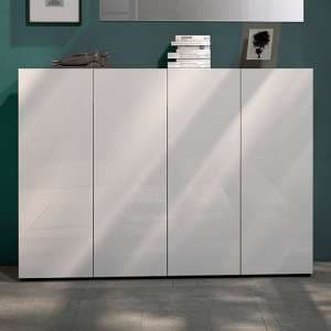 Maestro High Gloss Shoe Cabinet 4 Doors 10 Shelves In White - UK