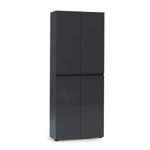 Maestro High Gloss Shoe Cabinet Tall 4 Doors In Anthracite - UK