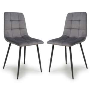 Massa Grey Brushed Velvet Dining Chairs In Pair - UK