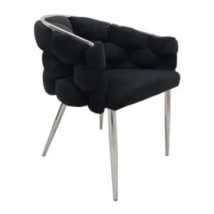 Massa Velvet Dining Chair In Black With Chrome Legs - UK