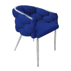 Massa Velvet Dining Chair In Blue With Chrome Legs - UK