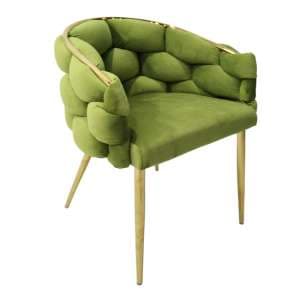 Massa Velvet Dining Chair In Green With Gold Legs - UK