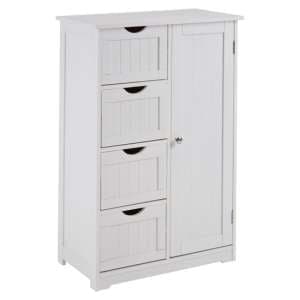 Matar Wooden Storage Cabinet With 1 Door And 4 Drawers In White