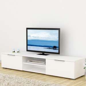 Matcher High Gloss 2 Drawers 2 Shelves TV Stand In White