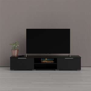 Matcher Wooden TV Stand With 2 Drawer 2 Shelves In Black - UK