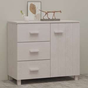 Matia Pinewood Sideboard With 1 Door 3 Drawers In White - UK