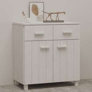 Matia Pinewood Sideboard With 2 Doors 2 Drawers In White - UK