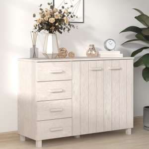 Matia Pinewood Sideboard With 2 Doors 4 Drawers In White - UK