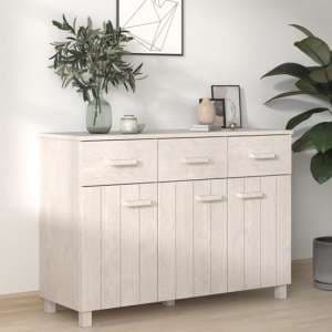 Matia Pinewood Sideboard With 3 Doors 3 Drawers In White - UK