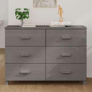 Matia Solid Pinewood Chest Of 6 Drawers In Light Grey - UK