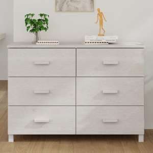 Matia Solid Pinewood Chest Of 6 Drawers In White - UK