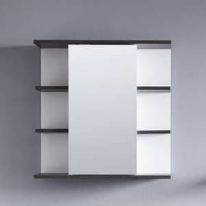 Matis Wall Mirrored Cabinet In White And Smoky Silver - UK