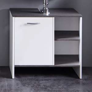 Matis Vanity Cabinet In White And Smoky Silver With 1 Door