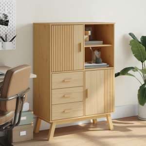 Matlock Wooden Highboard With 3 Drawers In Brown - UK