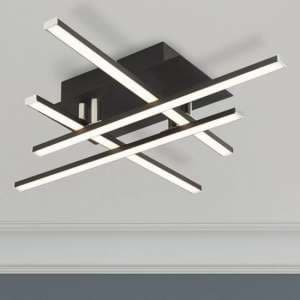 Matrix LED 4 Integrated Crosshatch Ceiling Light In Matt Black - UK