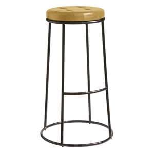 Matron Industrial Gold Faux Leather Bar Stool With Black Frame - UK