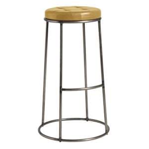 Matron Industrial Gold Faux Leather Bar Stool With Raw Frame - UK