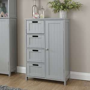 Catford Wooden Bathroom Storage Unit In Grey With 1 Door - UK