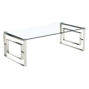 Maxon Clear Glass Coffee Table With Silver Stainless Steel Frame