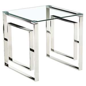 Maxon Clear Glass Lamp Table With Silver Metal Frame