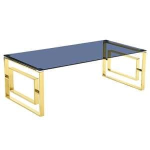 Maxon Grey Glass Coffee Table With Gold Metal Frame - UK
