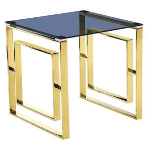 Maxon Grey Glass Lamp Table With Gold Metal Frame