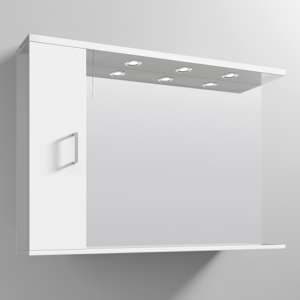 Mayetta 105cm Bathroom Mirrored Cabinet In Gloss White - UK