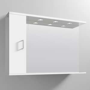 Mayetta 125cm Bathroom Mirrored Cabinet In Gloss White - UK