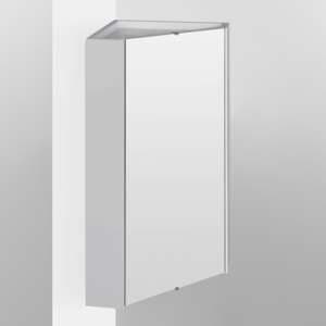 Mayetta 46cm Corner Bathroom Mirrored Cabinet In Gloss White - UK
