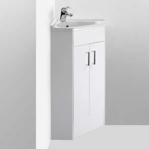 Mayetta 55cm 2 Doors Corner Vanity With Basin In Gloss White - UK