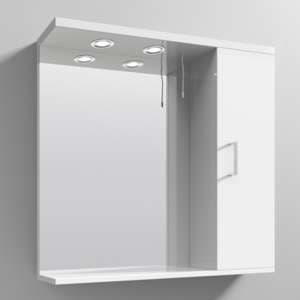 Mayetta 75cm Bathroom Mirrored Cabinet In Gloss White - UK