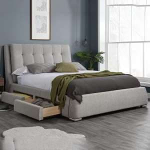 Mayfair Fabric King Size Bed With 4 Drawers In Grey - UK
