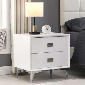 Mayfair High Gloss Bedside Cabinet With 2 Drawers In White