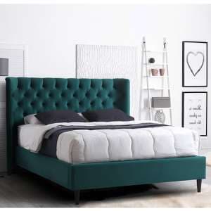 Mallor Tactile Fabric Double Bed In Green - UK