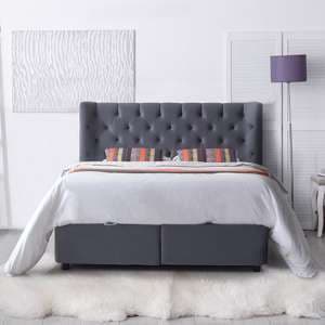 Mallor Tactile Fabric Storage Double Bed In Grey - UK