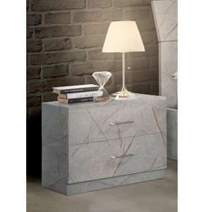 Mayon Wooden Bedside Cabinet In Grey Marble Effect - UK