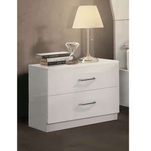 Mayon Wooden Bedside Cabinet In White High Gloss