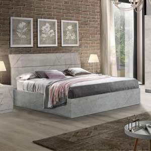 Mayon Wooden King Size Bed In Grey Marble Effect - UK