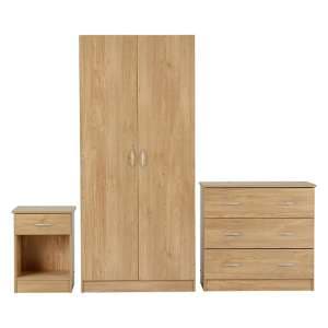 Mazi Wooden Bedroom Furniture Set With Wardrobe In Oak Effect - UK