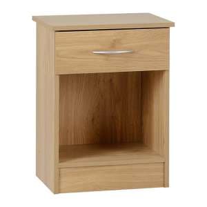 Mazi Wooden Bedside Cabinet With 1 Drawer In Oak Effect - UK
